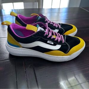 Vans UltraRange EXO SE '66 Black, Yellow, and Pink Sneakers